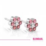 Blomdahl Kolczyki Daisy rose/crystal   para